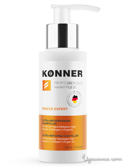 Масло-филлер RESCUE EXPERT для сильно поврежденных волос с кератином, коллагеном и арганой, KONNER