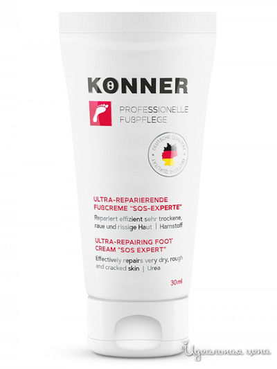 Профессиональный ультра восстанавливающий крем для ног против трещин "SOS эксперт", 30 мл, KONNER