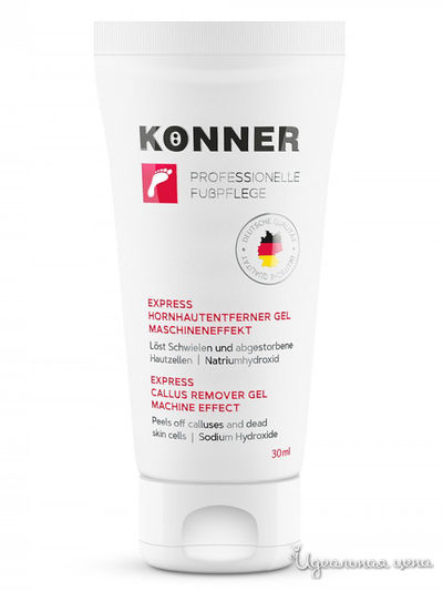 Профессиональный гель для экспресс-педикюра "Фреза-эффект" против натоптышей, сухих мозолей, 30 мл, KONNER