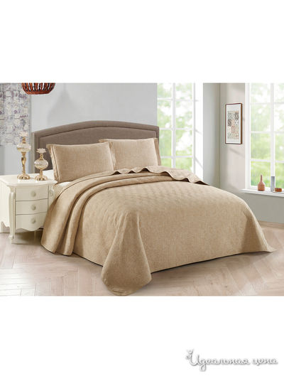 Комплект: покрывало, наволочки Cleo, цвет песочный