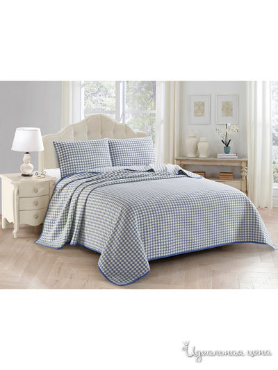 Комплект: покрывало, наволочки Cleo, цвет синий, белый