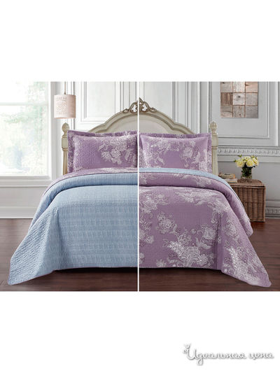 Комплект: покрывало, наволочки Cleo, цвет голубой, сиреневый