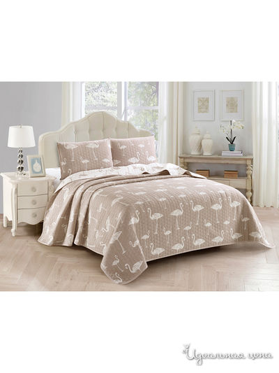 Комплект: покрывало, наволочки Cleo, цвет бежевый, белый