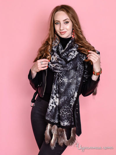 Палантин, 70х180 см Venera, цвет серый, чёрный, белый