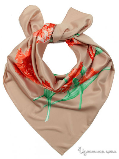 Платок, 90х90 см Venera, цвет бежевый, зеленый, оранжевый