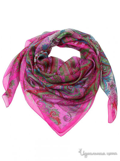 Платок, 140х140 см Venera, цвет фуксия, зеленый, цветной