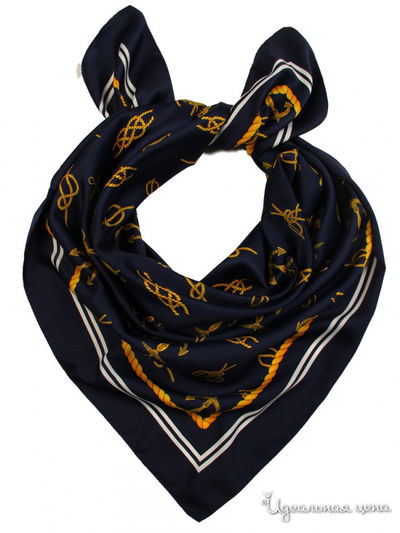 Платок, 90х90 см Venera, цвет синий, белый, желтый