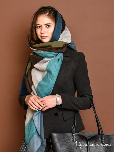 Палантин, 70х200 см Venera, цвет бирюзовый, цветной