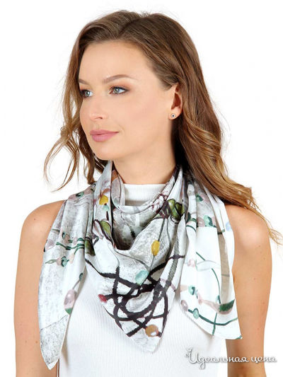 Платок, 90*90 см Venera, цвет белый, серый