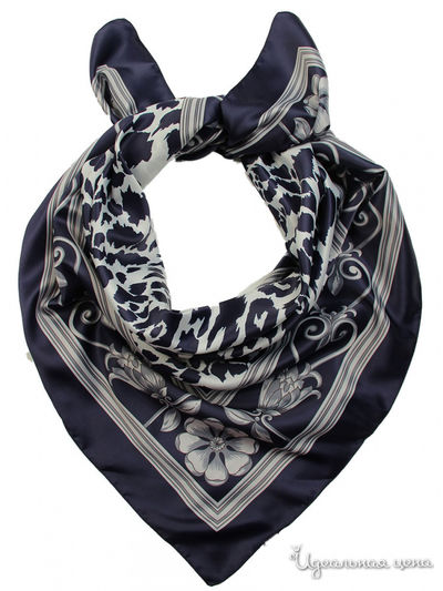 Платок, 90*90 см Venera, цвет синий, белый, серый