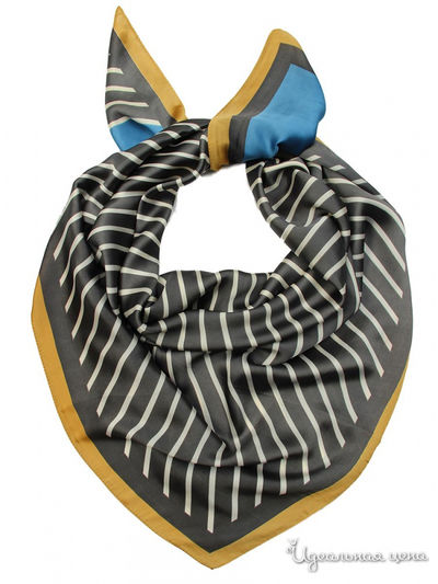 Платок, 90*90 см Venera, цвет чёрный, белый, горчичный, голубой