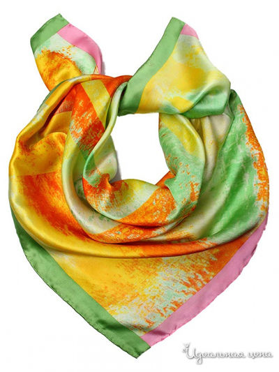 Платок, 90х90 см Venera, цвет оранжевый, желтый, зеленый, розовый