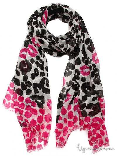 Палантин, 86*190 см Venera, цвет черный, белый, розовый