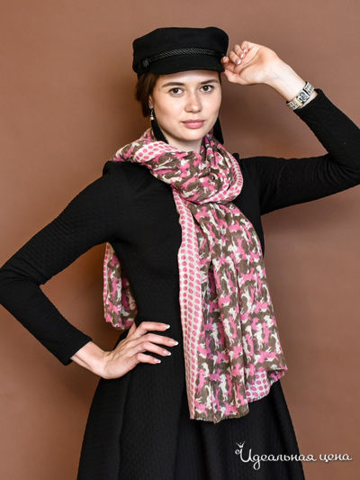 Палантин, 70*180 см Venera, цвет розовый, коричневый, белый