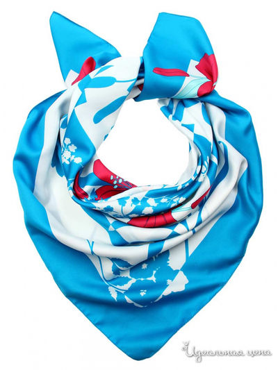Платок, 90*90 см Venera, цвет голубой, белый