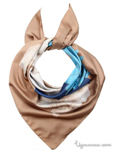 Платок, 90*90 см Venera, цвет коричневый, синий
