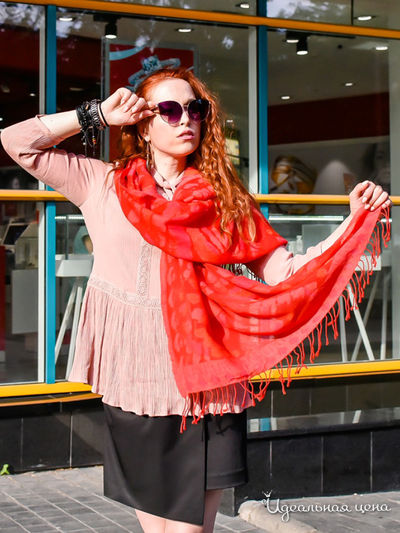 Палантин, 69*180 см Venera, цвет красный