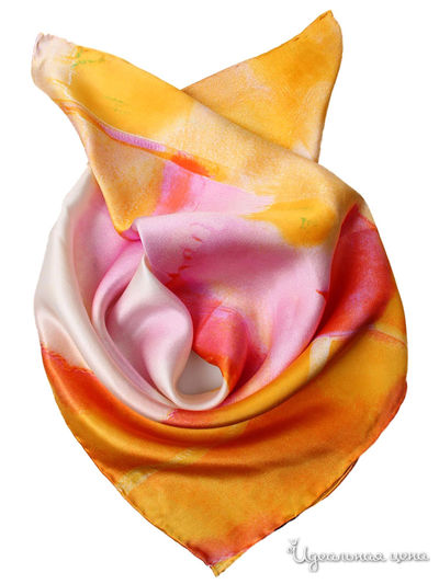 Платок, 53*53 см Venera, цвет оранжевый, белый, розовый, красный