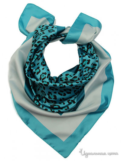 Платок, 90*90 см Venera, цвет бирюзовый, черный, серый