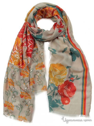 Палантин, 90*180 см Venera, цвет оранжевый, красный, голубой