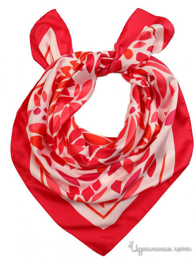 Платок, 90*90 см Venera, цвет коралловый, оранжевый, белый