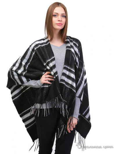 Пончо, 120*150 см Venera, цвет черный, белый