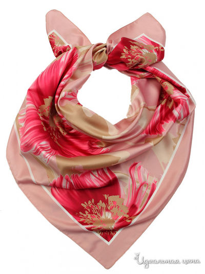 Платок, 90*90 см Venera, цвет розовый, бежевый, бордовый