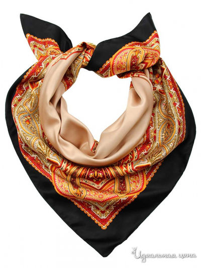 Платок, 90*90 см Venera, цвет черный, розовый, цветной