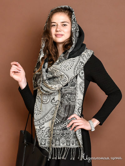 Палантин, 70*180 см Venera, цвет черный, коричневый, серый