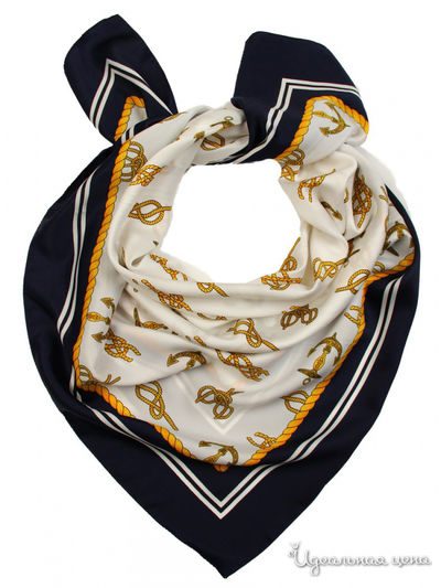 Платок, 90*90 см Venera, цвет синий, белый, желтый