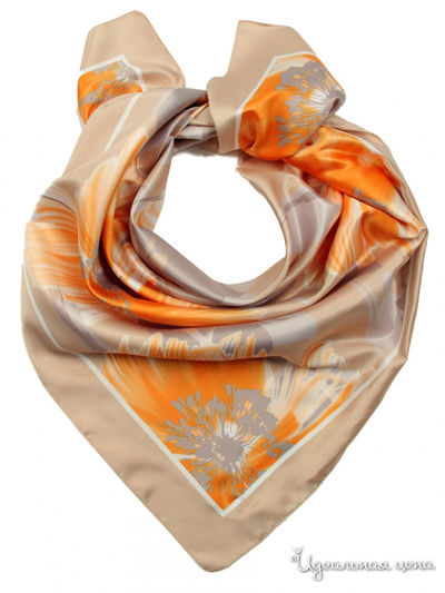 Платок, 90*90 см Venera, цвет серый, бежевый, желтый