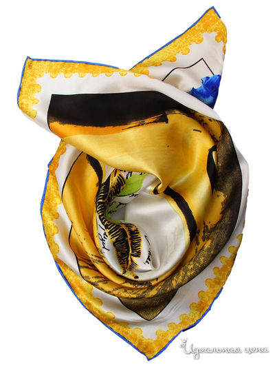 Платок, 53*53 см Venera, цвет белый, жёлтый, чёрный, голубой