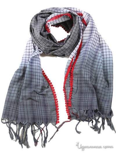 Палантин, 58*165 см Venera, цвет синий, серый, красный