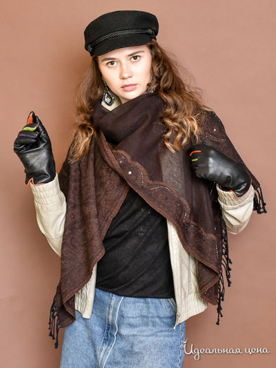 Палантин, 70*180 см Venera, цвет темно-коричневый