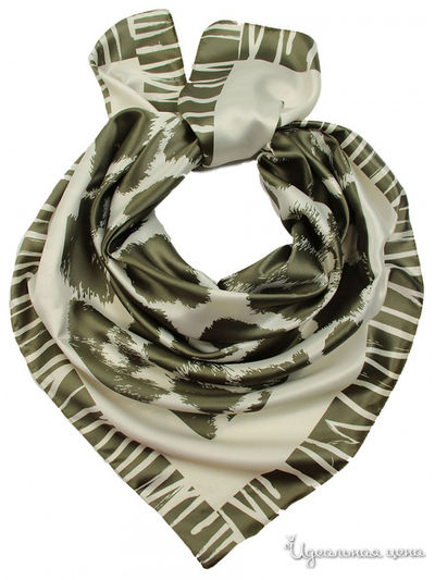 Платок, 90*90 см Venera, цвет оливковый, светло-бежевый