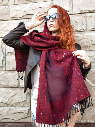 Палантин, 70*180 см Venera, цвет бордовый