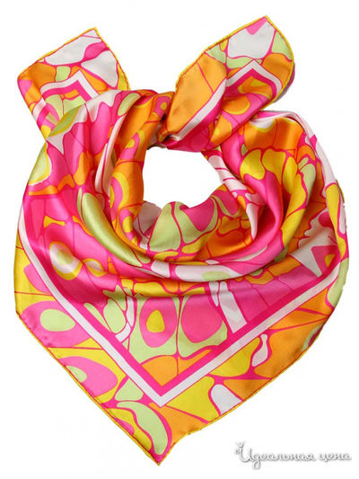 Платок, 90*90 см Venera, цвет розовый, оранжевый, жёлтый, белый