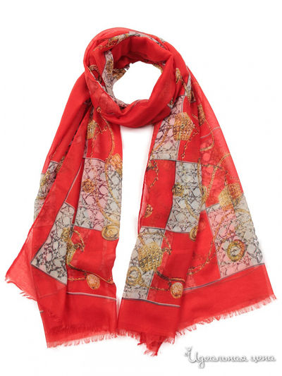 Палантин, 90*180 см Venera, цвет красный, серый, бежевый