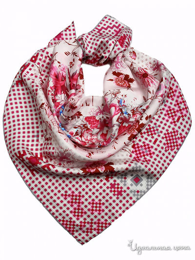 Платок, 90*90 см Venera, цвет фуксия, розовый, белый, голубой