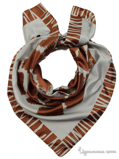 Платок, 90*90 см Venera, цвет коричневый, стальной