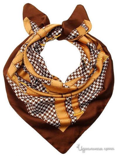 Платок, 90*90 см Venera, цвет белый, коричневый