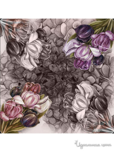 Платок, 90*90 см Venera, цвет серый, цветной