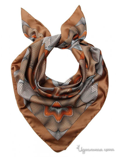 Платок, 90х90 см Venera, цвет коричневый, цветной