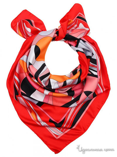 Платок, 90*90 см Venera, цвет красный, цветной