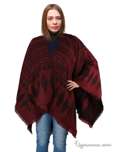 Пончо, 100*200 см Venera, цвет бордовый, чёрный