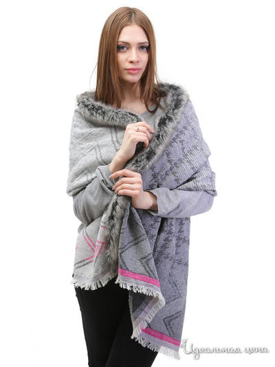 Палантин, 70*180 см Venera, цвет серый, белый, розовый