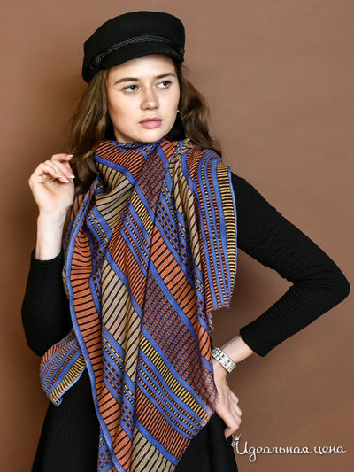 Палантин, 70*180 см Venera, цвет бежевый, коричневый, терракотовый, синий