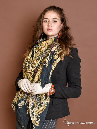 Палантин, 70*180 см Venera, цвет чёрный, жёлтый, серый