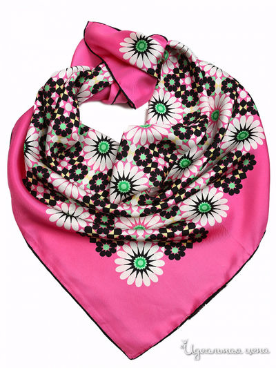 Платок, 90*90 см Venera, цвет фуксия, белый, чёрный, зелёный