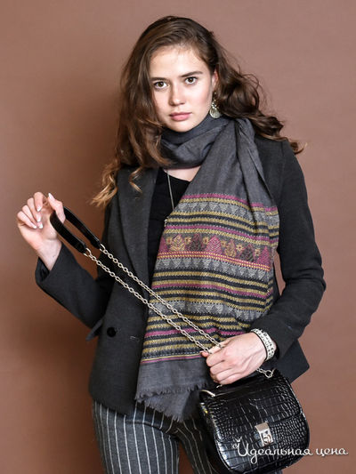 Палантин, 70*200 см Venera, цвет серый, цветной